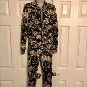 Two piece floral fashion tracksuit